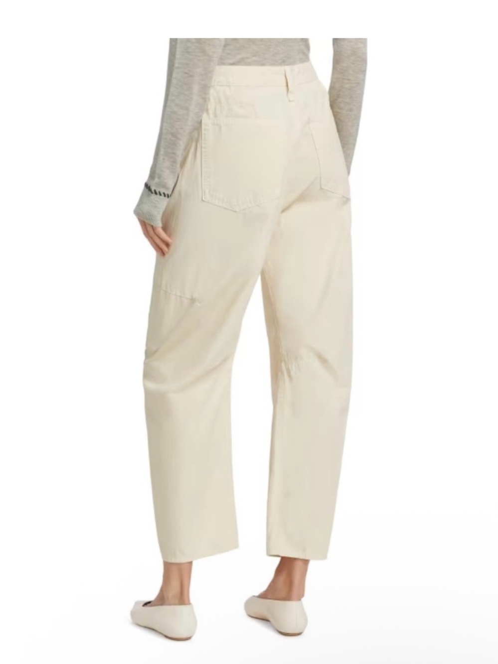 Charlie Cotton Barrel Leg Pants In Cream Rag & Bone Size 10 Trendy Summer Staple - Picture 2 of 9